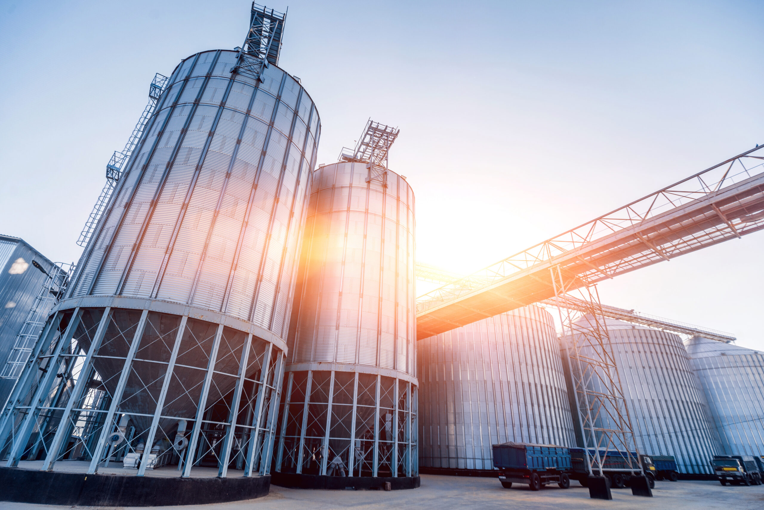 Silos at sunset